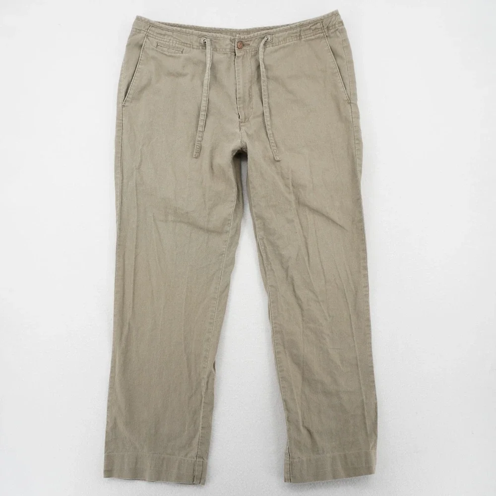 Cubavera Linen Blend Drawstring Pants Mens 36 Khaki Casual Resort